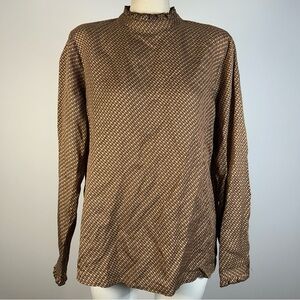 YAYA Women Geometric Pattern Mock Neck Top 42 (L) Dark Academia Aesthetic